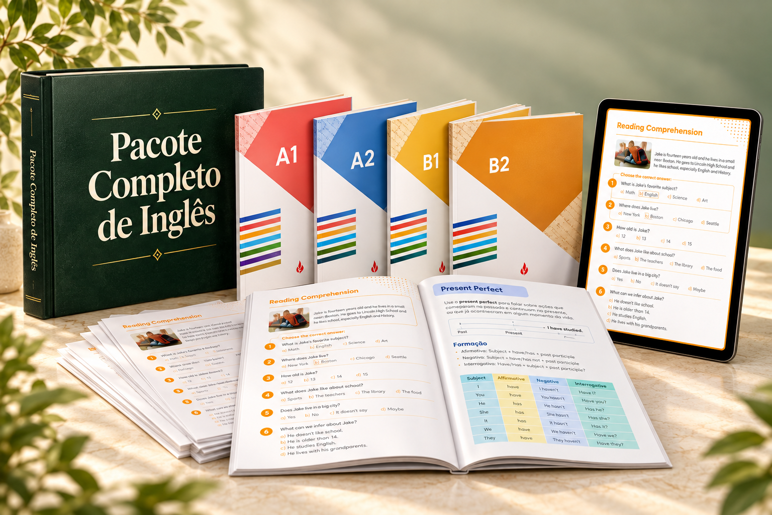 Apresentação ilustrativa de Pacote Completo de Inglês