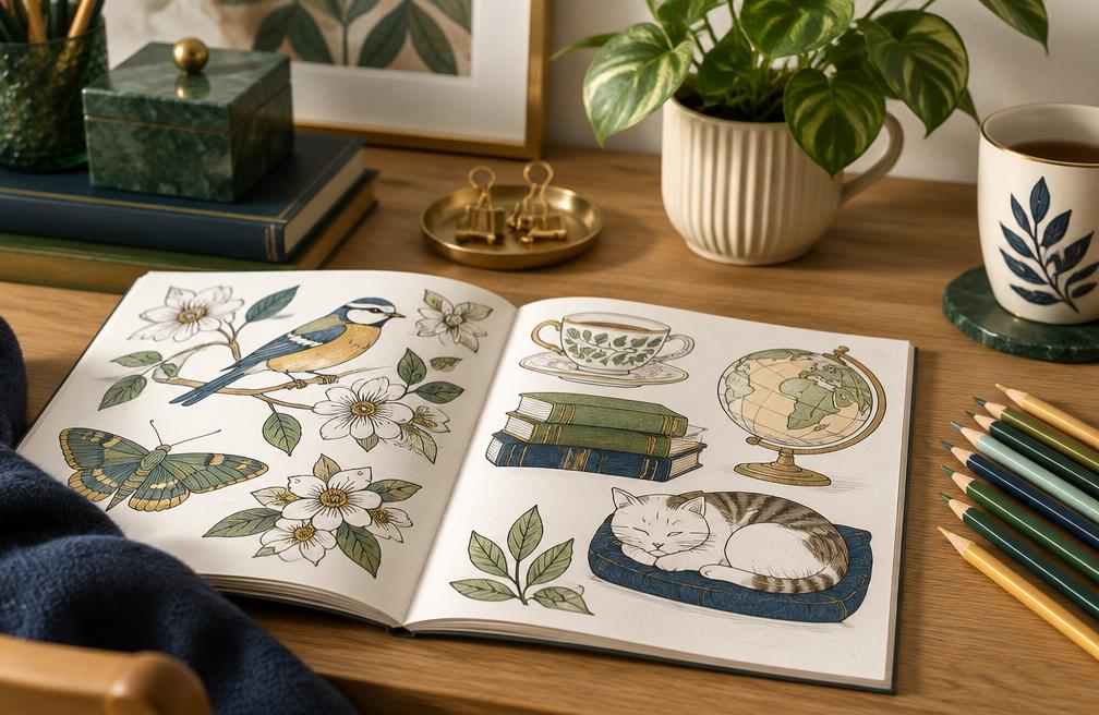 Apresentação ilustrativa de English Coloring Book